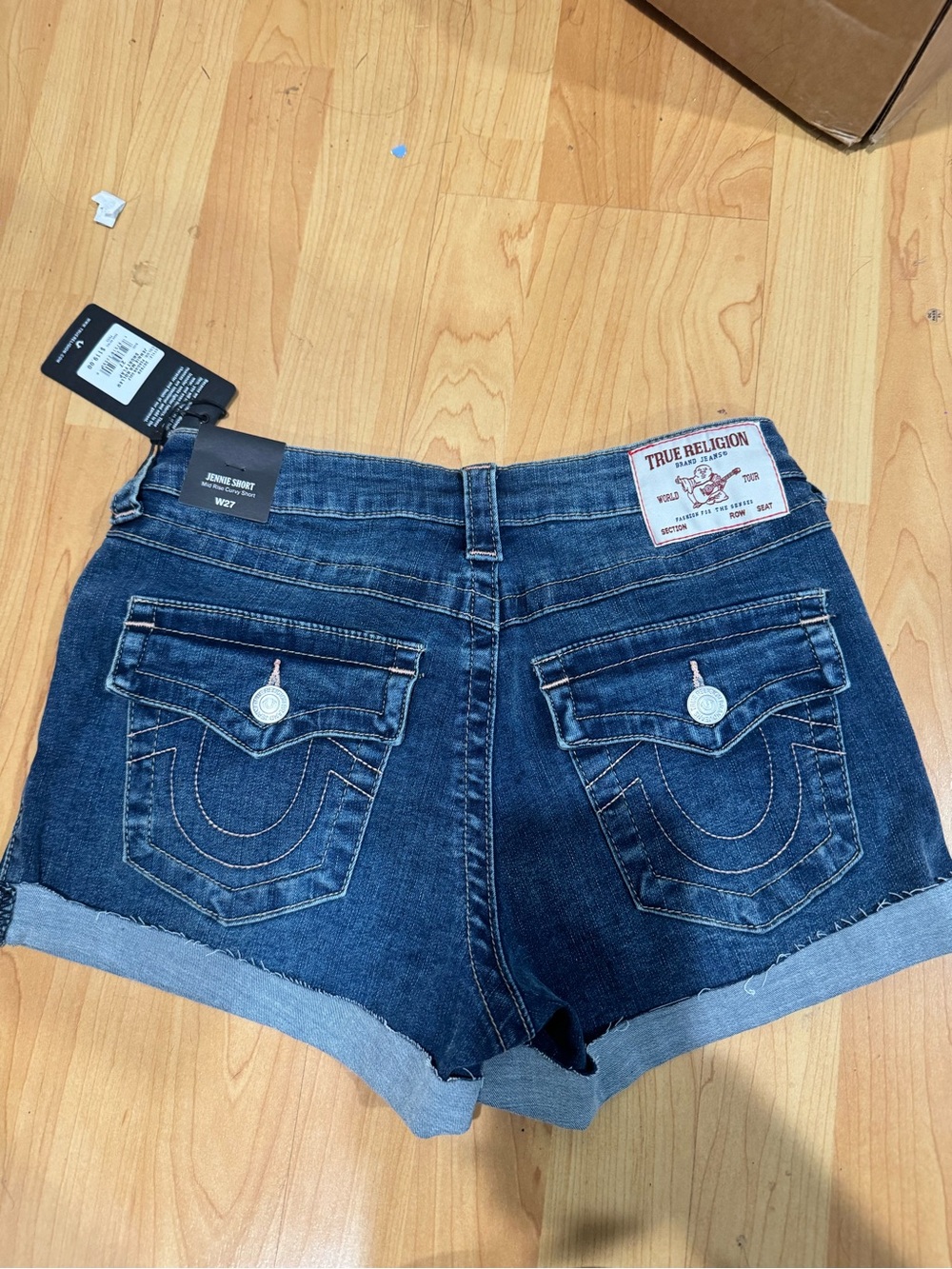 True Religion Dark Blue Denim Cuffed Women's Shorts - - Picture 2 of 4